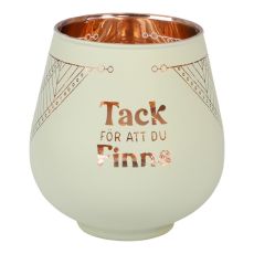 Lykta Tack För Att Du Finns Glas Mirror Candle med text Ljuslykta