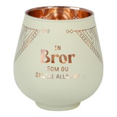 Lykta Bror Glas Mirror Candle med text Ljuslykta