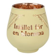 Lykta Istället För En Blomma Glas Mirror Candle med text Ljuslykta