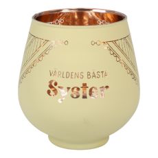 Lykta Syster Glas Mirror Candle med text Ljuslykta