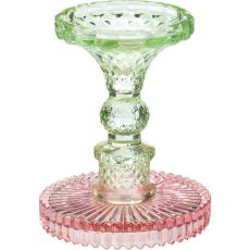 Ljusstake Glas Grön/Rosa 12 cm
