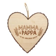 Hjärta Trä Mamma & Pappa wooden heart