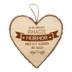 Hjärta Trä Mormor wooden heart