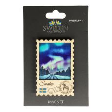 Souvenir Magnet Frimärke Norrsken/Berg
