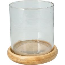 Ljuslykta Ljushållare Trä/Glas 15x15 cm
