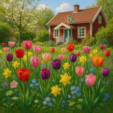 Kaffeservetter Tulpanträdgård 25x25cm 20-pack