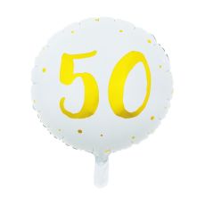 Ballong 50 år Vit/Guld Folie 46 cm