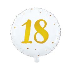Ballong 18 år Myndig Vit/Guld Folie 46 cm