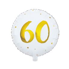 Ballong 60 år Vit/Guld Folie 46 cm