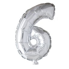 Ballong Siffra 6 Silver 86 cm