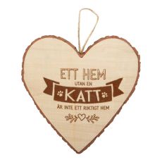 Hjärta Trä Katt wooden heart