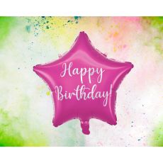 Ballong Happy Birthday Stjärna Rosa Folie