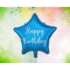 Ballong Happy Birthday Stjärna Blå Folie