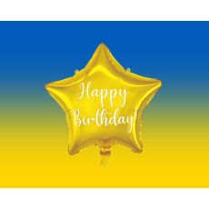 Ballong Happy Birthday Stjärna Guld Folie