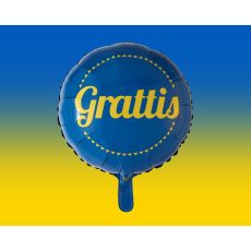 Ballong Grattis Blå Rund Folie 46 cm