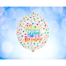 Ballong Happy Birthday Rund Genomskinlig Folie 35 cm