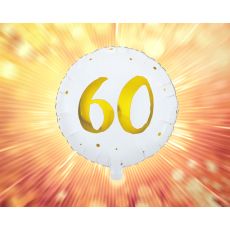 Ballong 60 år Vit/Guld Folie 46 cm