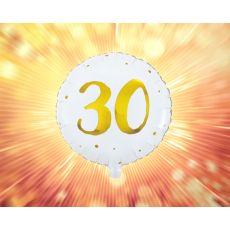 Ballong 30 år Vit/Guld Folie 46 cm