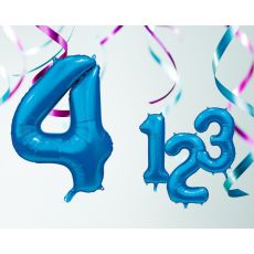 Ballong Siffra 4 Blå 86 cm