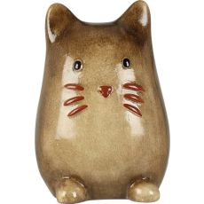 Katt Porslin Vit Brun Beige 13 cm