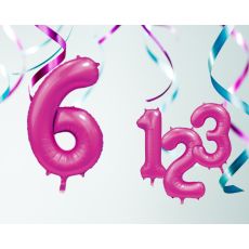 Ballong Siffra 6 Rosa 86 cm