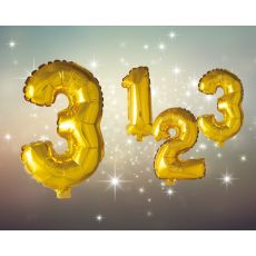 Ballong Siffra 3 Guld 86 cm