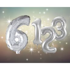 Ballong Siffra 6 Silver 86 cm