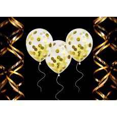 Ballong Konfetti Prickar Guld 6-pack 30 cm Latex