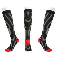 Stödstrumpor Black and red whit stripe Nr 54