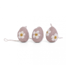 rosa ägg med vita blommor H 3,5 x W 3 cm. set om 