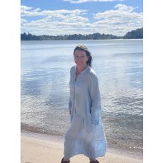 Maxiklänning free spirit med knappar ljus blå