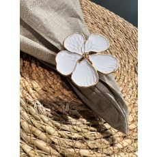 Servettringar Blomma Metall Vita 4-pack