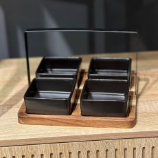 Skålset 5 delar Trä/Keramik Svart