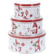 Plåtburk Jul Rund 3-set