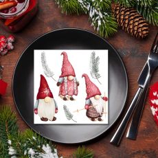 Servetter Julvätte familj 33x33 cm 20-pack