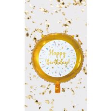 Ballong Happy Birthday Rund Guld Folie