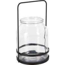 Ljushållare Lykta Svart Glas Metall 29 cm