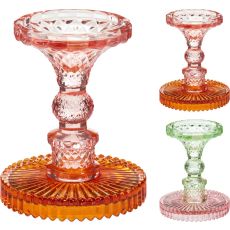 Ljusstake Glas Grön/Rosa 12 cm