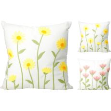 Kudde Blommor Vit/Rosa 45x45 cm