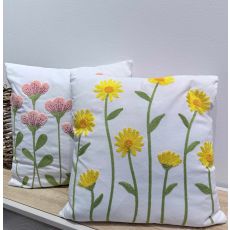 Kudde Blommor Vit/Rosa 45x45 cm