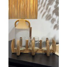 Ljuslykta Ljushållare Trä/Glas 30 cm