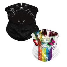 2-Pack Skull Bandana - Snygga Multifunktionella - Svart / vit