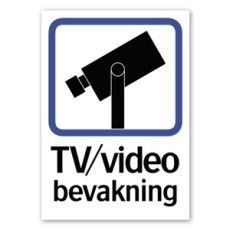 Stickers TV/Videobevakning A4 kamera