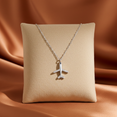Silver Zirconia Stone Airplane Necklace