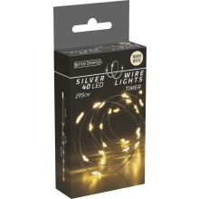 LED-slinga Silvertråd 195 cm Timer