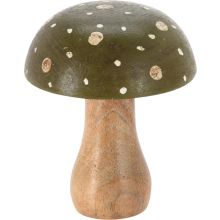 Svamp Grön Brun Beige Dekoration Trä 9x15 cm