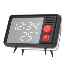 Högtalare Väckarklocka med Ljus, Retro TV Svart/Grå