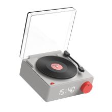 Högtalare Väckarklocka Vinyl Retro Grå