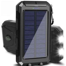 New Powerbank med Solceller - 20.000 mAh - Svart
