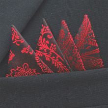 Färdigvikt bröstnäsduk Paisley  Röd